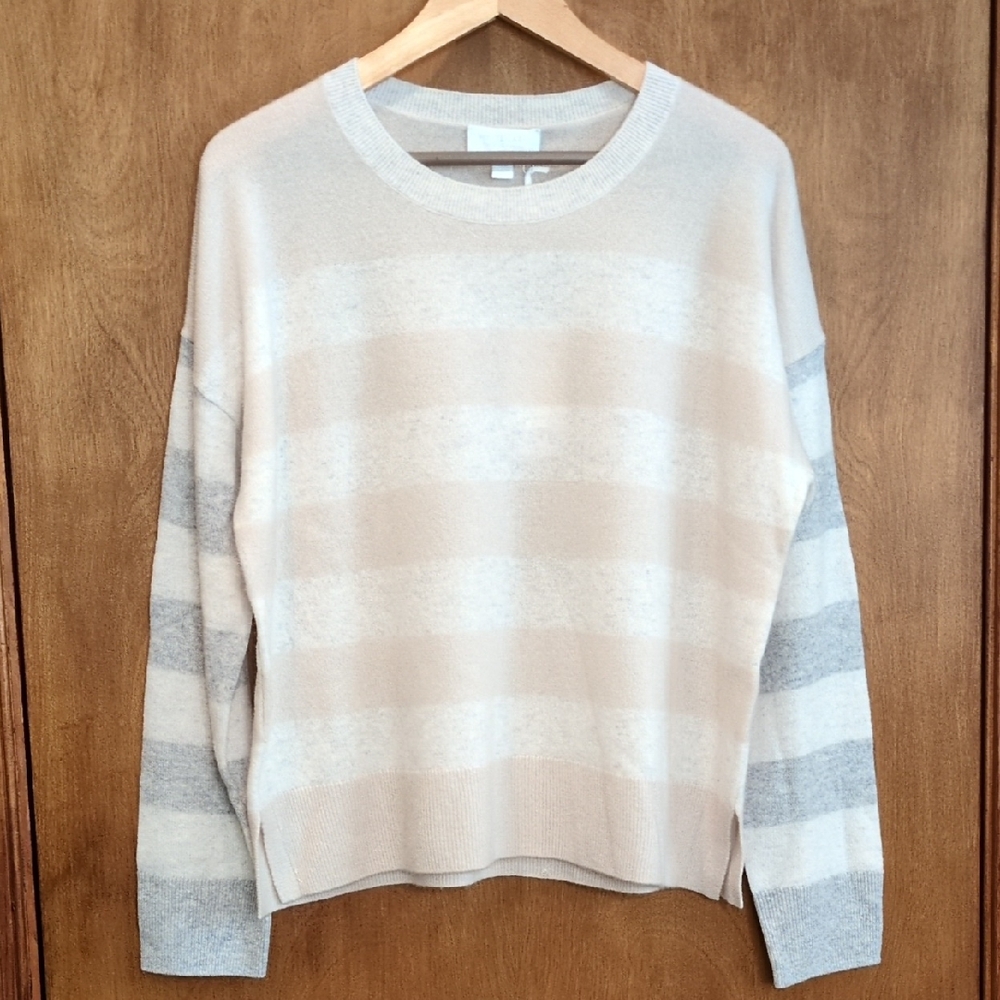 100% Cashmere The White Company Multi Stripe Jumper Sweater Size L